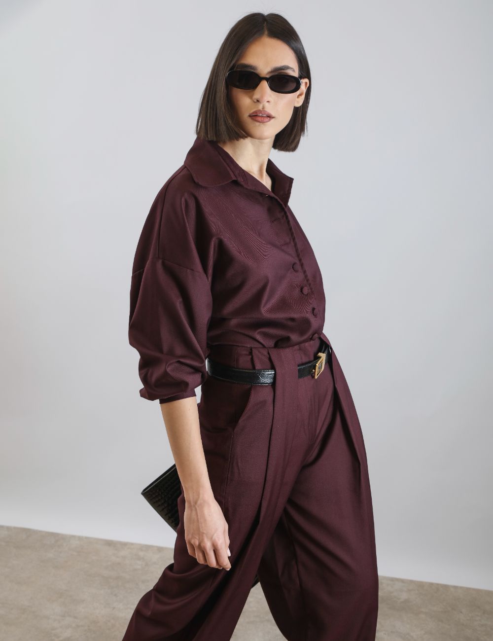 Claret Pleated Trousers - Image 3