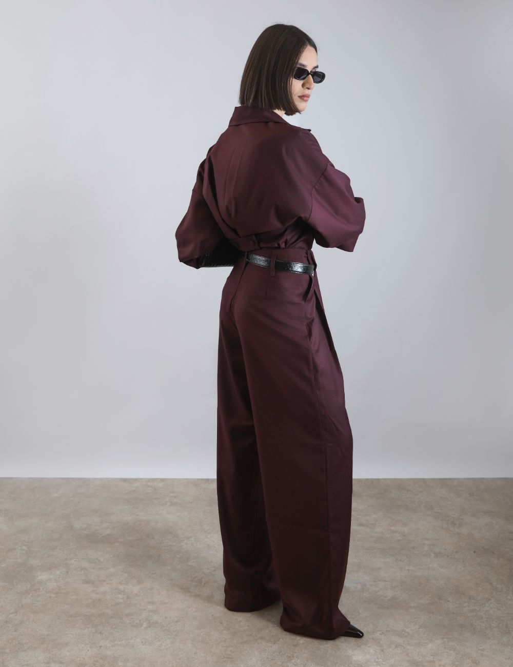 Claret Pleated Trousers - Image 4